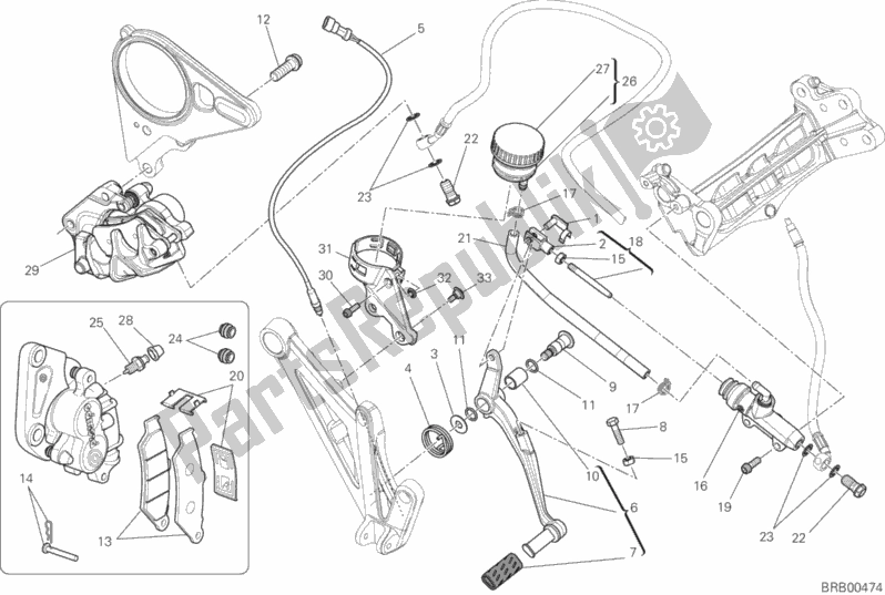 Todas las partes para Sistema De Freno Trasero de Ducati Diavel Carbon FL 1200 2015